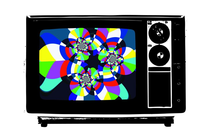 Colorful TV with Spiral Pattern