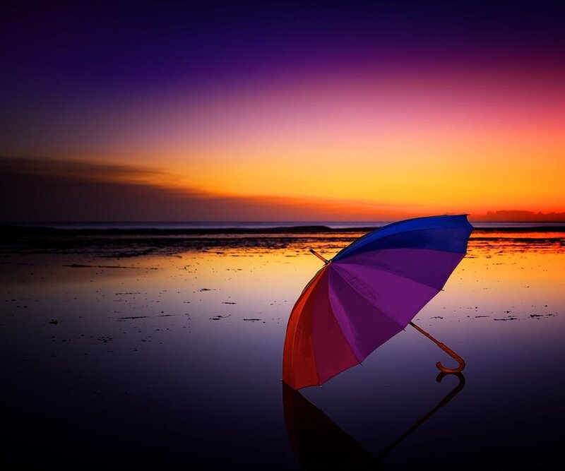 Colorful Umbrella on Beach