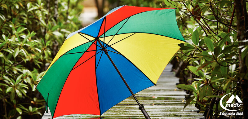 Colorful Umbrella on Path