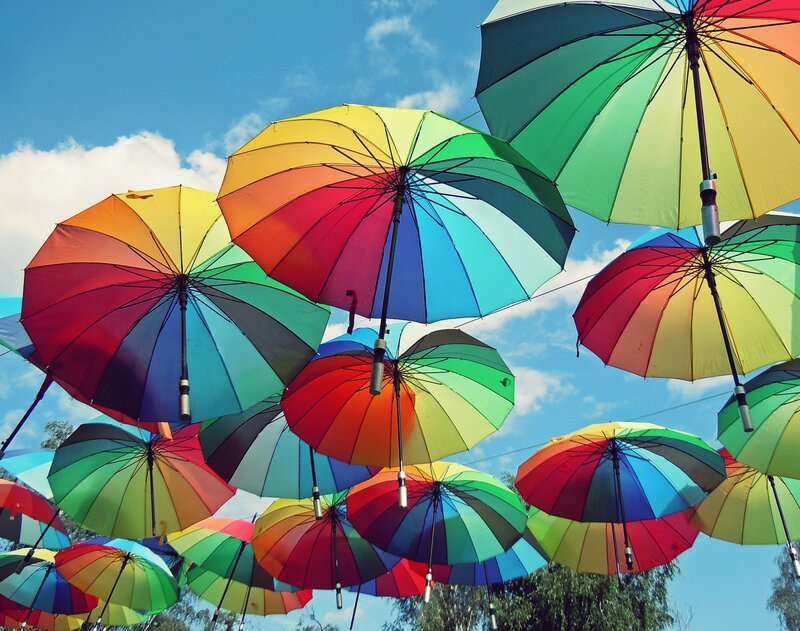 Colorful Umbrellas — Blue