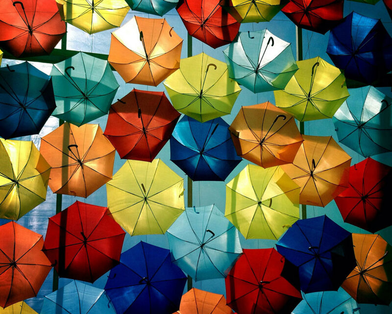 Colorful Umbrellas — Blue, Vibrant