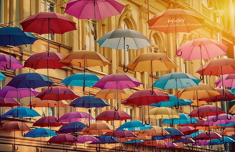 Colorful Umbrellas Hanging