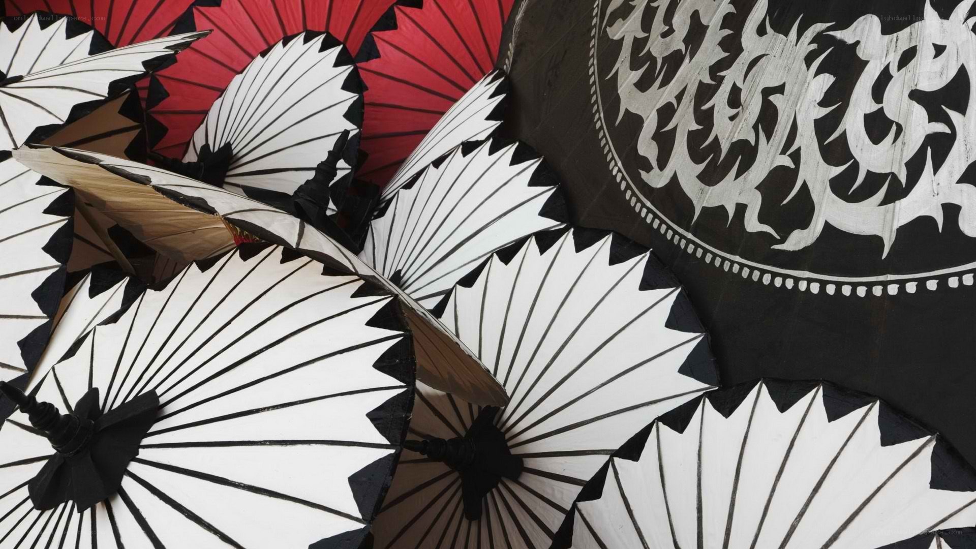 Colorful umbrellas in a display