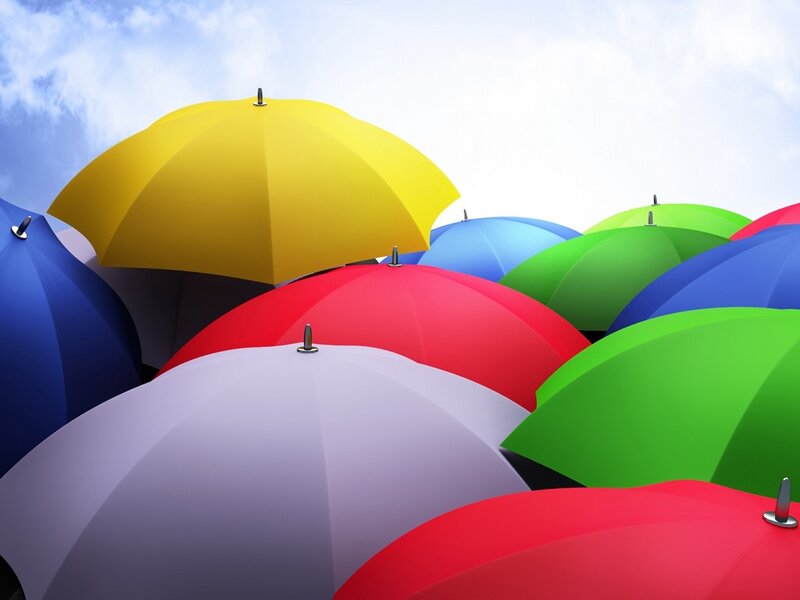 Colorful Umbrellas — Yellow, Bright