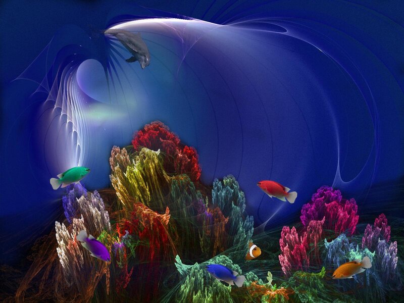 Colorful underwater fantasy scene
