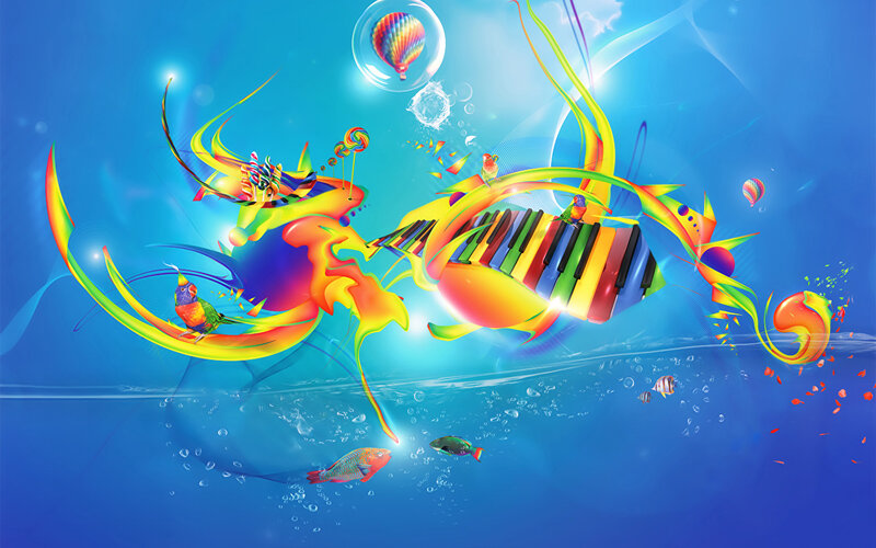 Colorful Underwater Scene — Blue, Dreamy