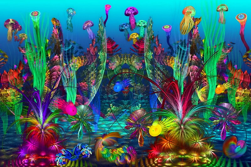 Colorful Underwater Scene — Blue