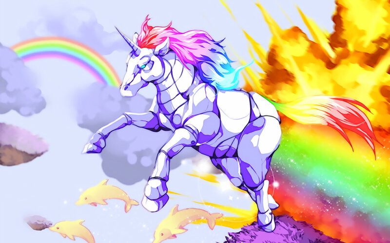 colorful unicorn galloping