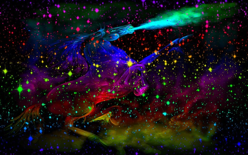 colorful unicorn in space