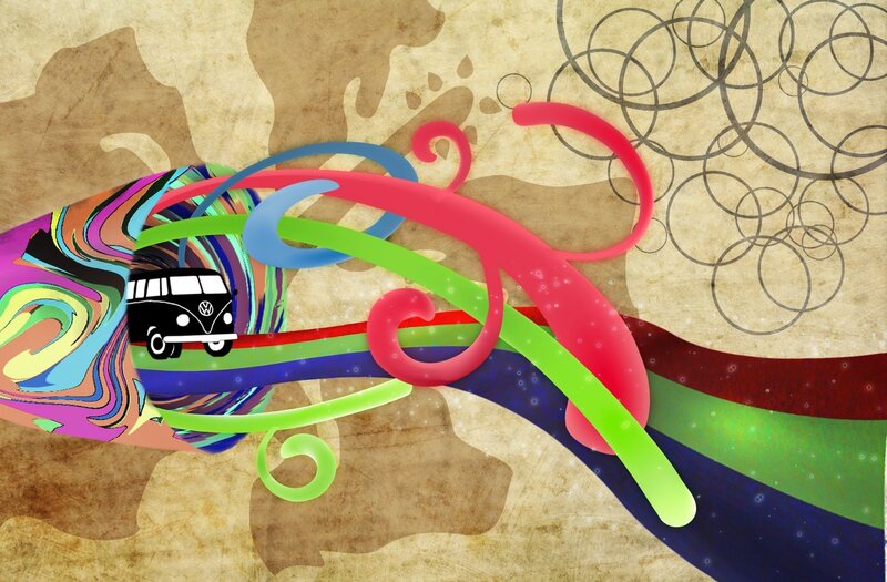 colorful van abstract art