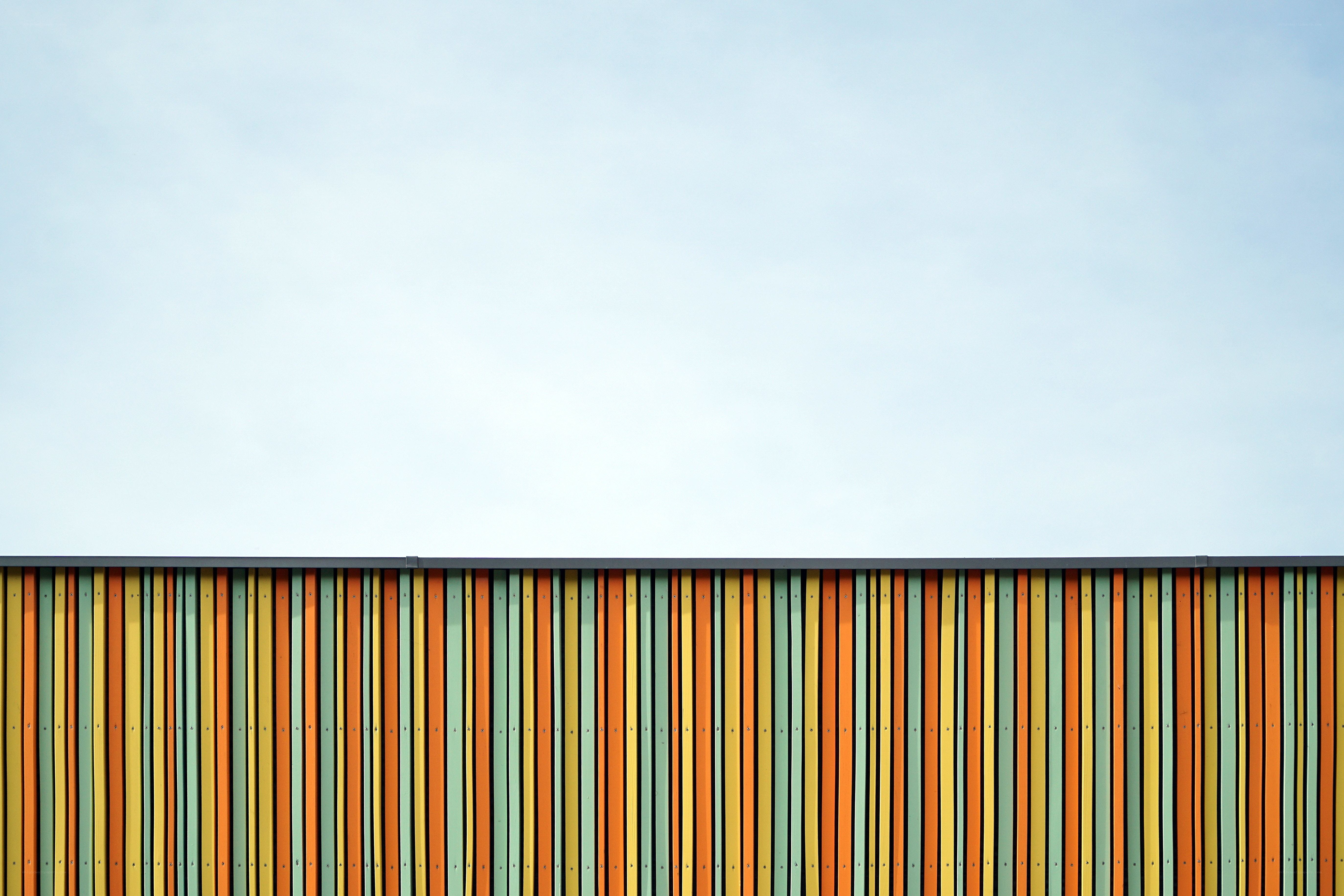 Colorful vertical stripes on building