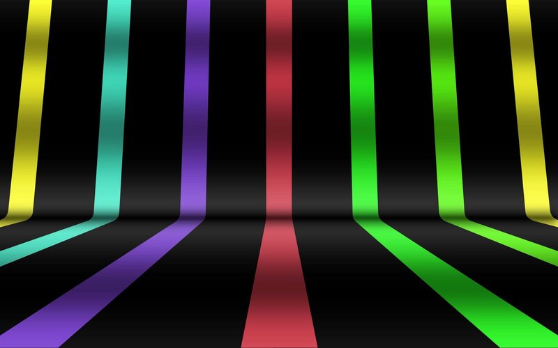 Colorful Vertical Stripes — Yellow, Vibrant, Abstract, Black Background, Green