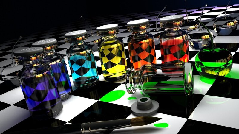 Colorful Vials on Chessboard