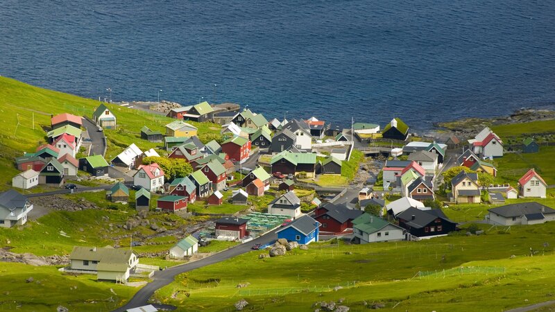 Colorful village by the sea