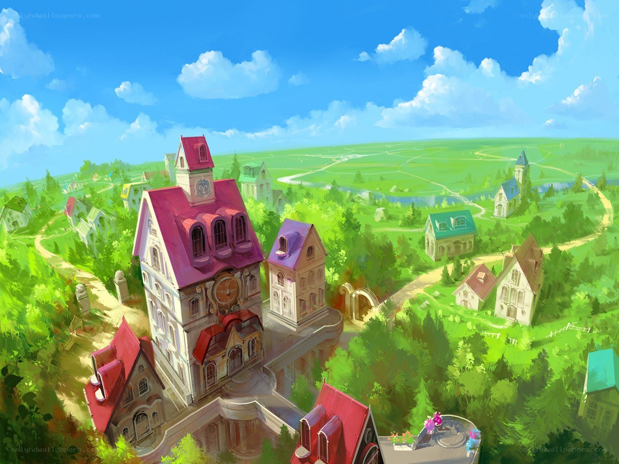colorful village landscape