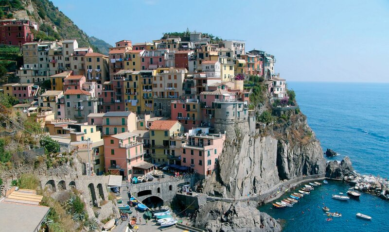 Colorful village on a cliff