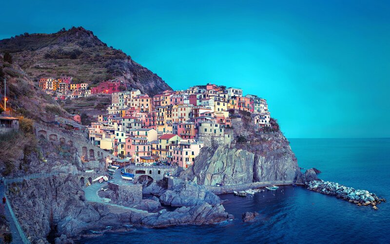 Colorful village on a cliff