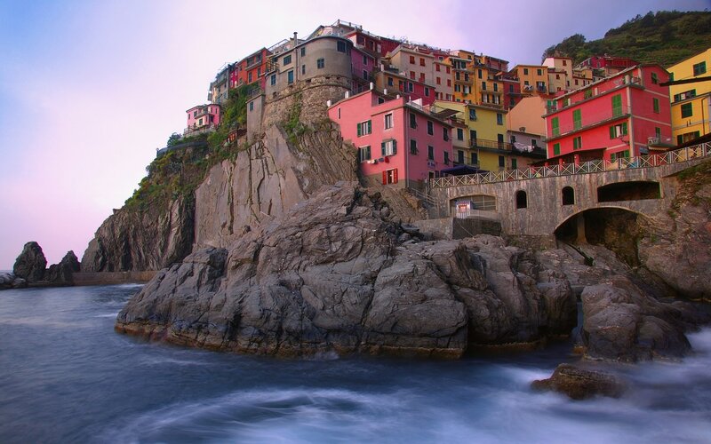 Colorful village on a cliff