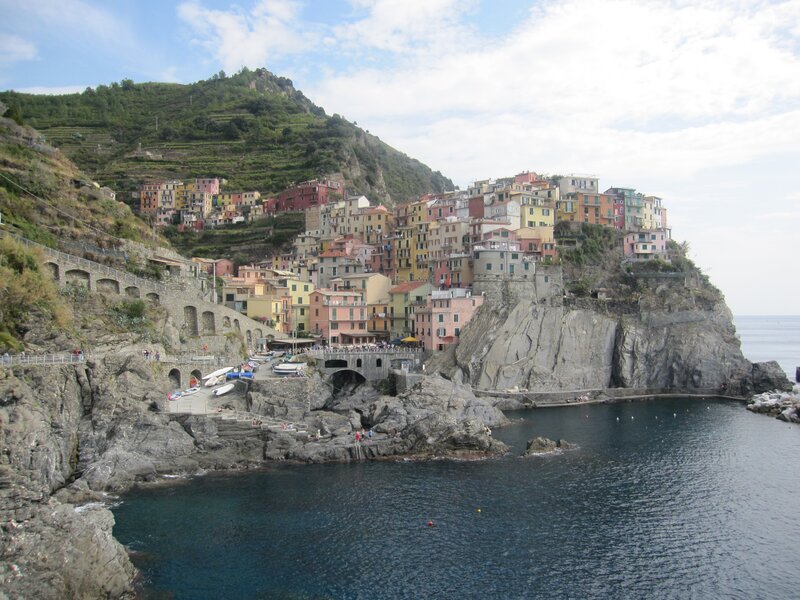 Colorful village on a cliffside