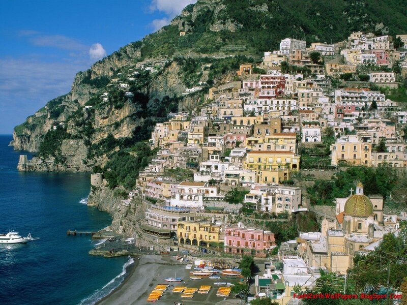 Colorful village on a cliffside