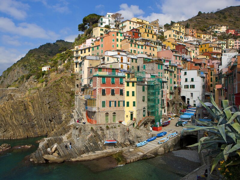 Colorful village on a coastal cliff