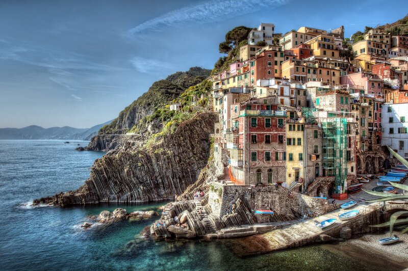 Colorful village on a rocky coast
