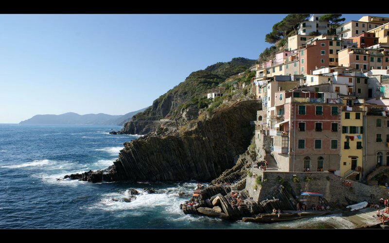 Colorful village on a rocky coast