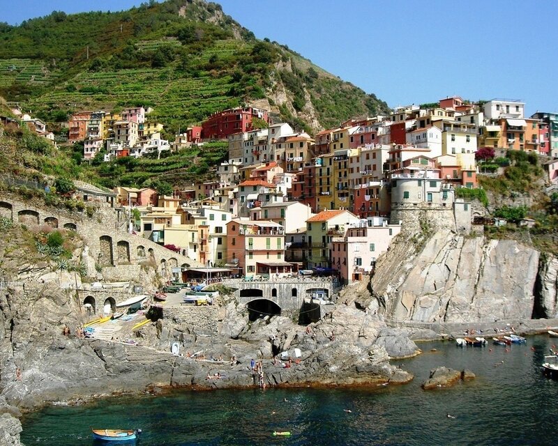 Colorful village on a rocky coast