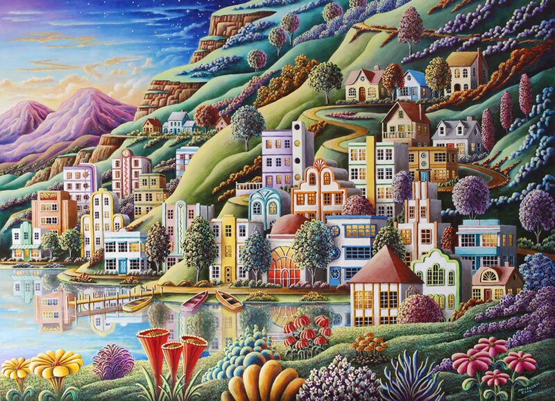 Colorful Village on Hills