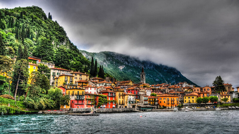 Colorful village on Lake Como