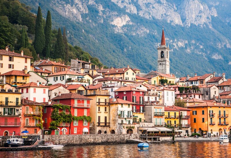 Colorful village on Lake Como
