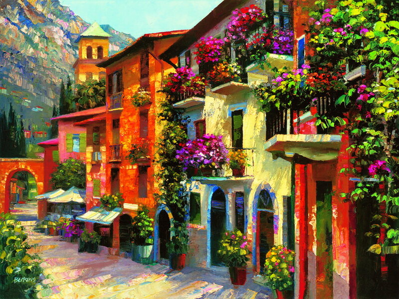 Colorful Village Street — Orange