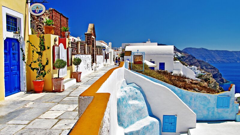 Colorful Village Street — White, Serene