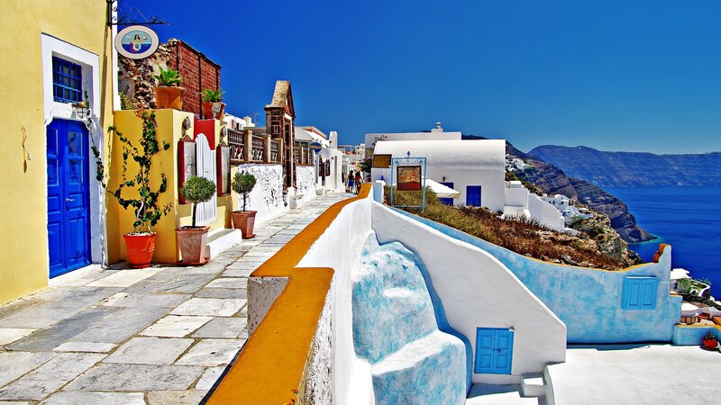 Colorful Village Street — White