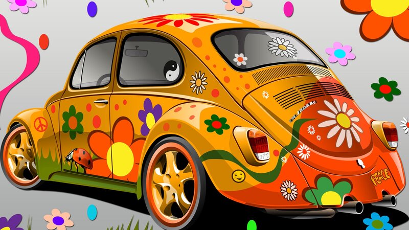 Colorful Vintage Car — Orange