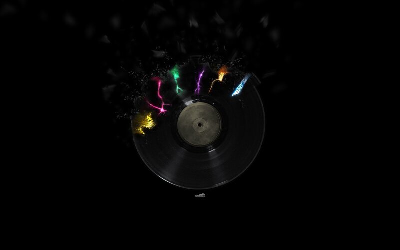 colorful vinyl record explosion