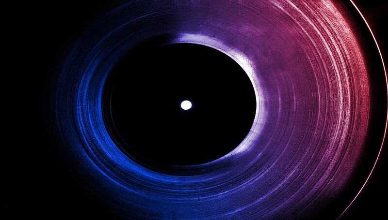 Colorful vinyl record grooves