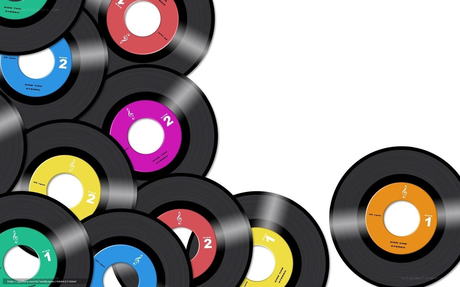 Colorful vinyl records collection