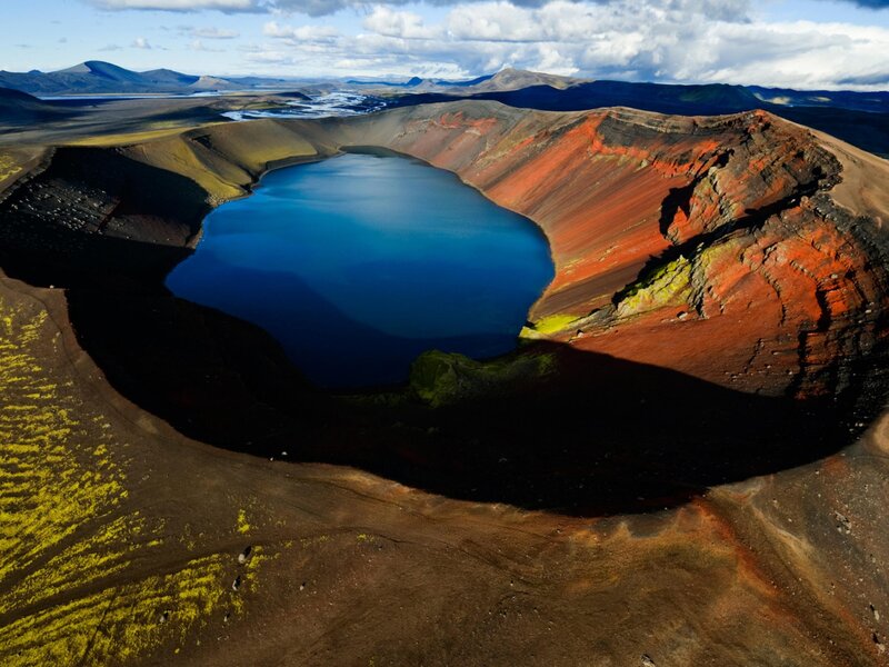 Colorful volcanic crater lake