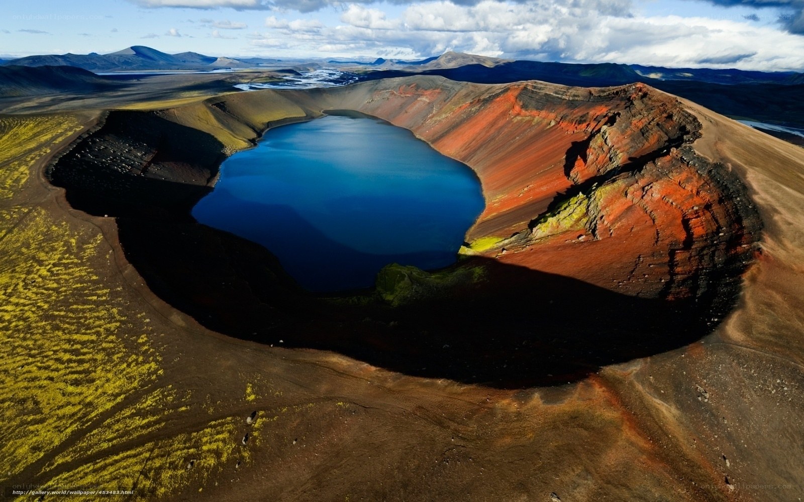 Colorful volcanic crater lake
