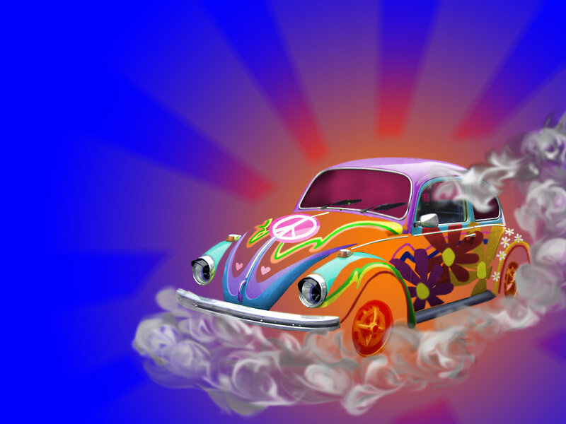 Colorful Volkswagen Beetle — Blue, Psychedelic