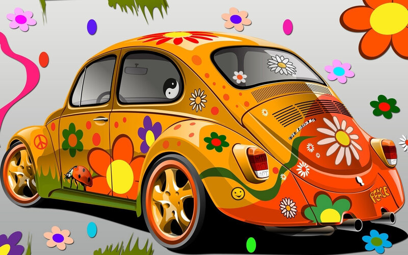 Colorful Volkswagen Beetle — Orange