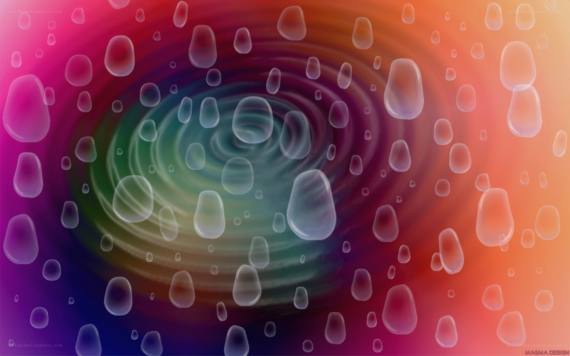 Colorful vortex with bubbles