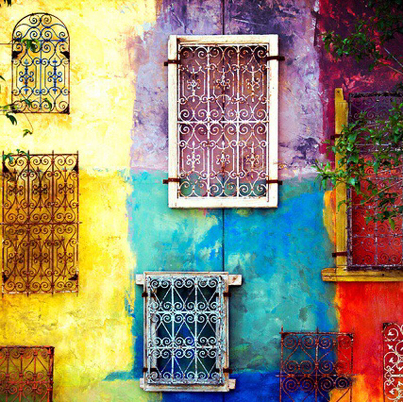 Colorful Wall with Windows