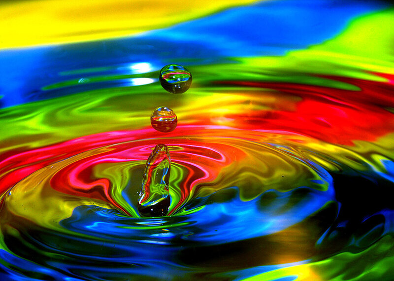 colorful water drop ripples
