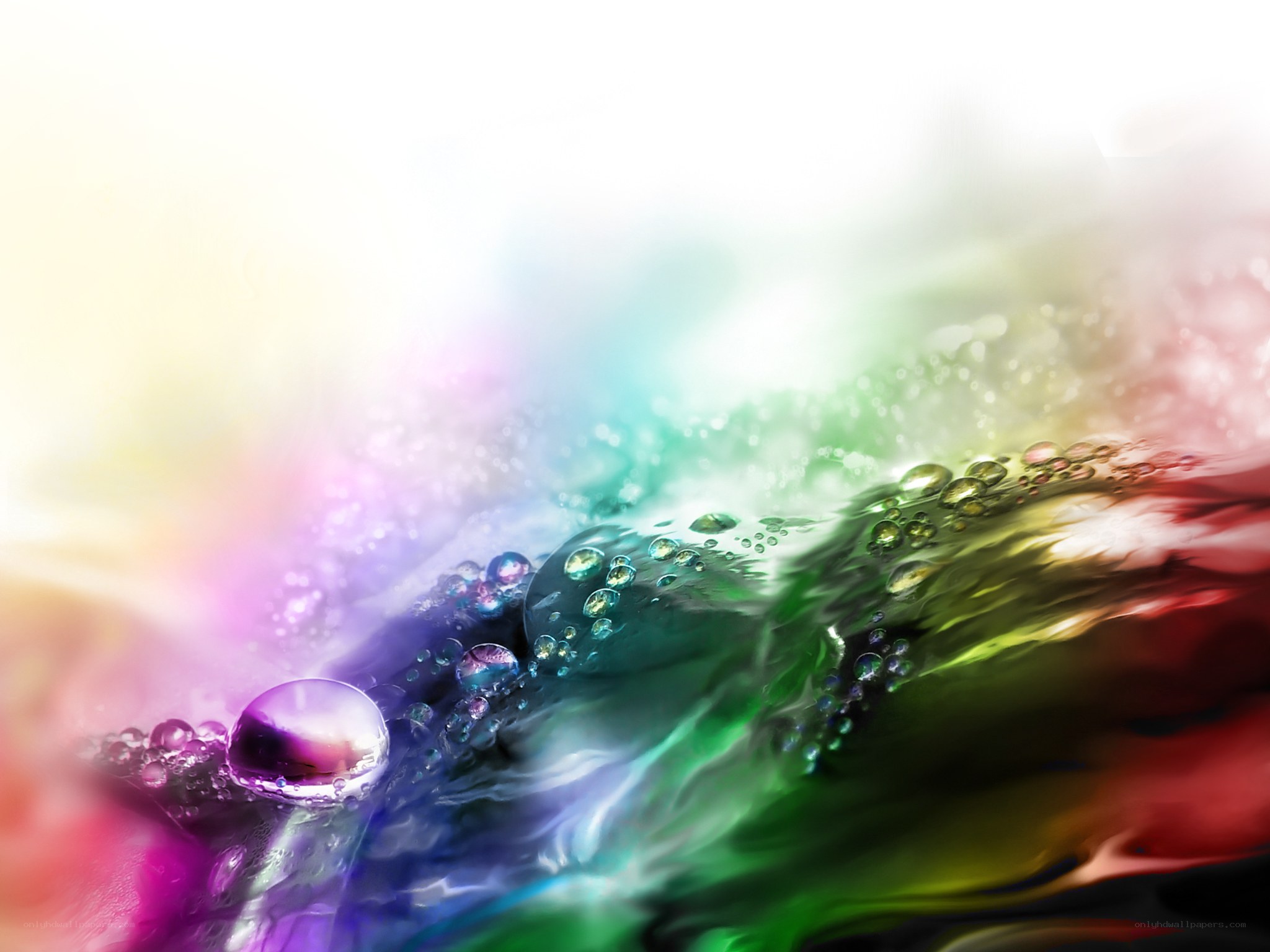 Colorful water droplets