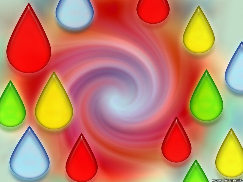 Colorful water droplets swirl