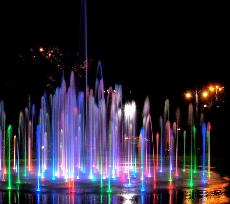 Colorful Water Fountain — Blue, Dramatic