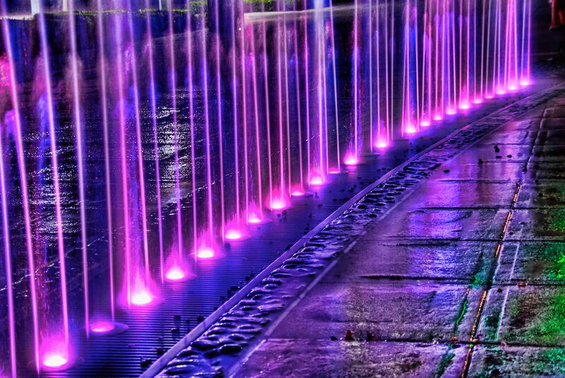 Colorful Water Fountains — Purple