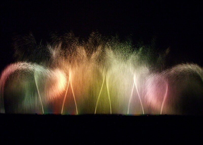 Colorful Water Fountains — White